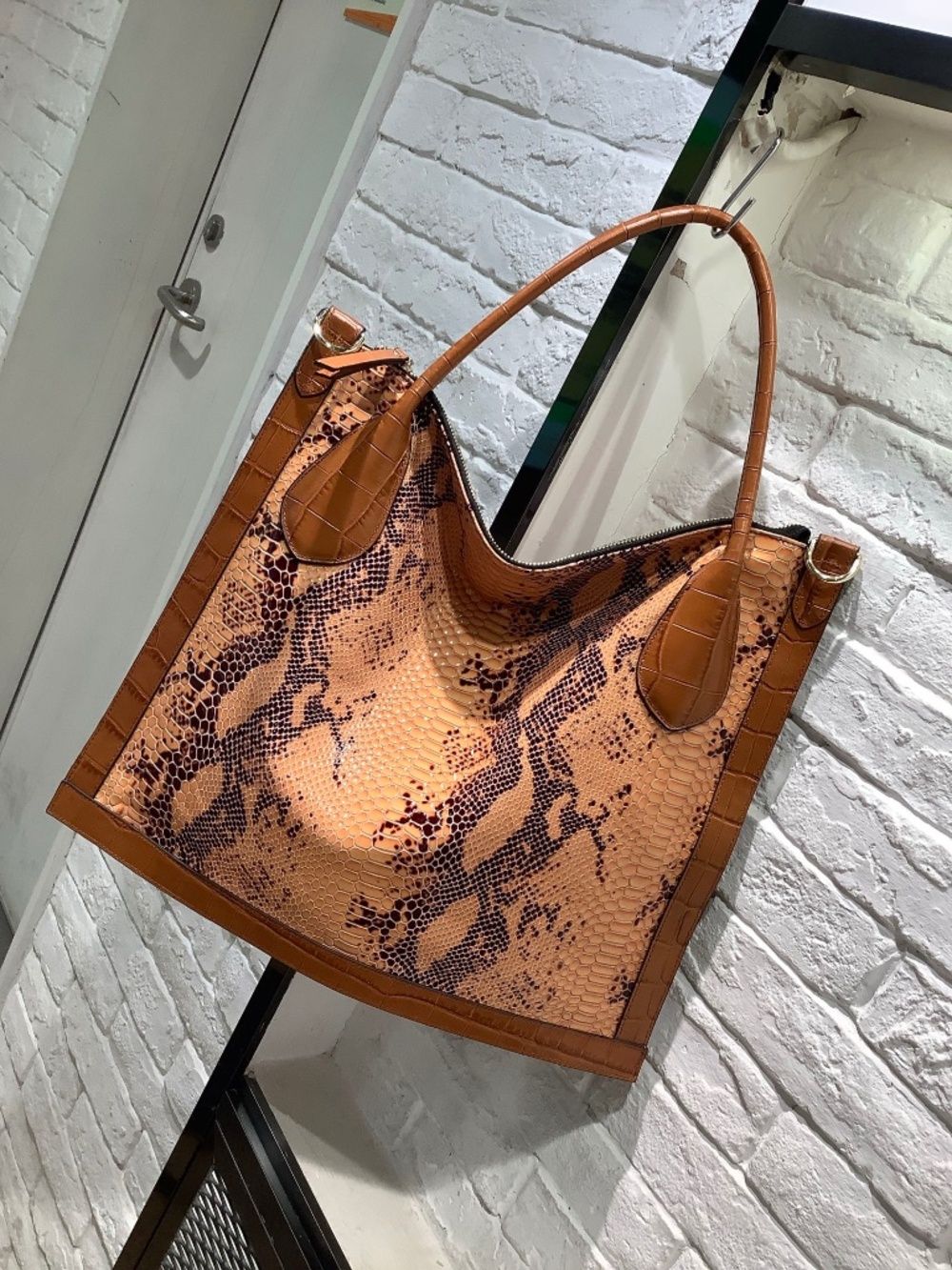 Exotic Print Leather Tote Bag